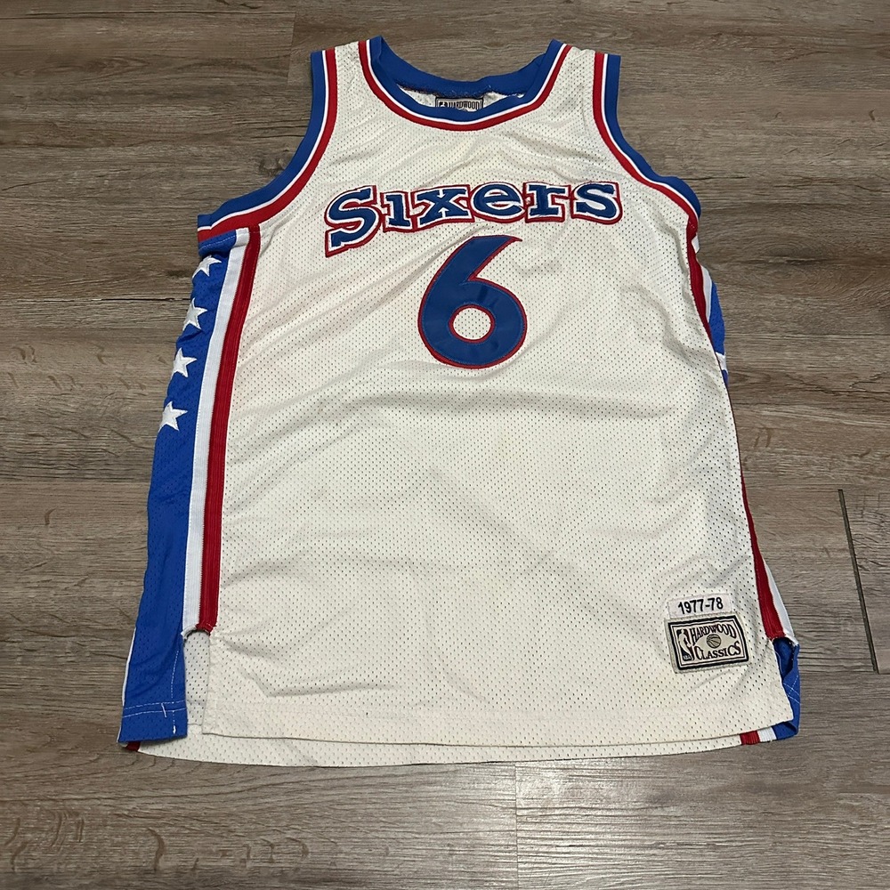 NBA Philadelphia 76ers Julius Erving 6 Hardwood Classics Jersey Kids Large White